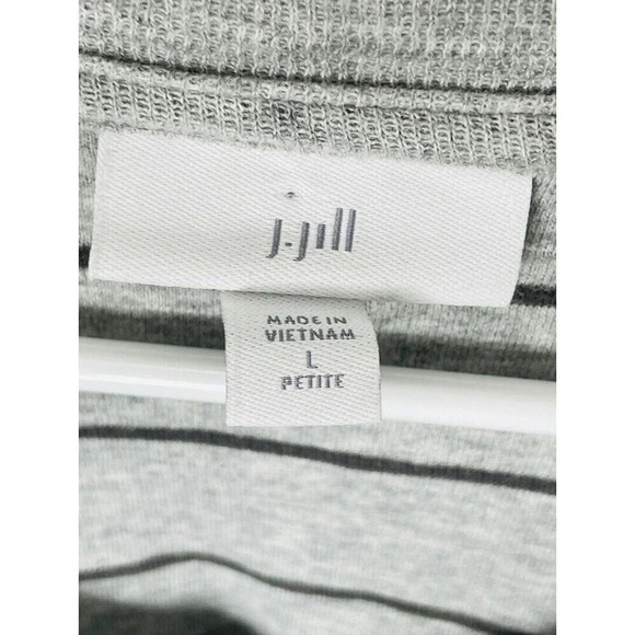 J Jill Tunic Shirt LP Knit Stripes Gray Long Sleeve Basics Stretch Casual Women - Picture 4 of 9
